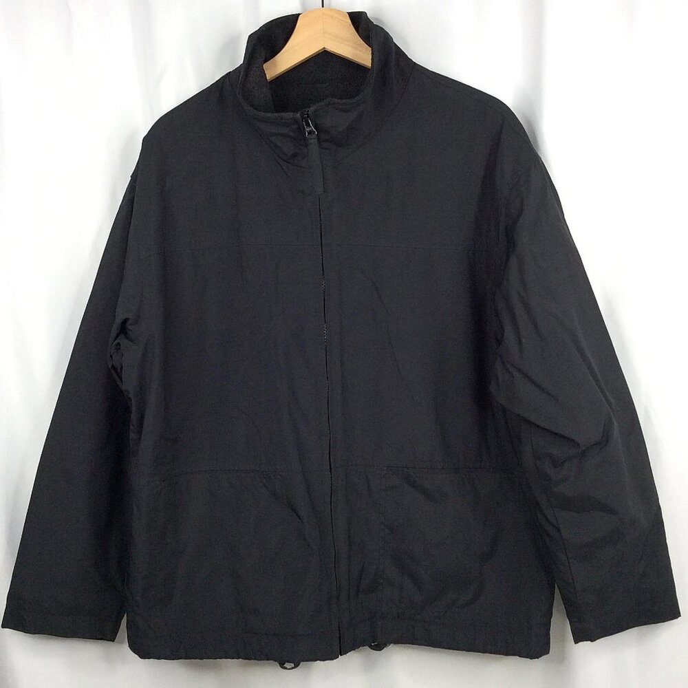 London Fog Fleece Lined Soft Shell Jacket Men's Size Medium Black Nylon